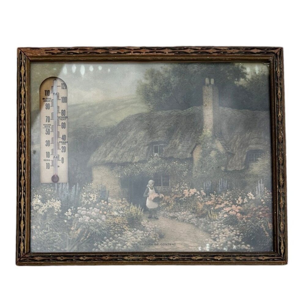 Vintage Cotswold Print with Thermometer Framed
